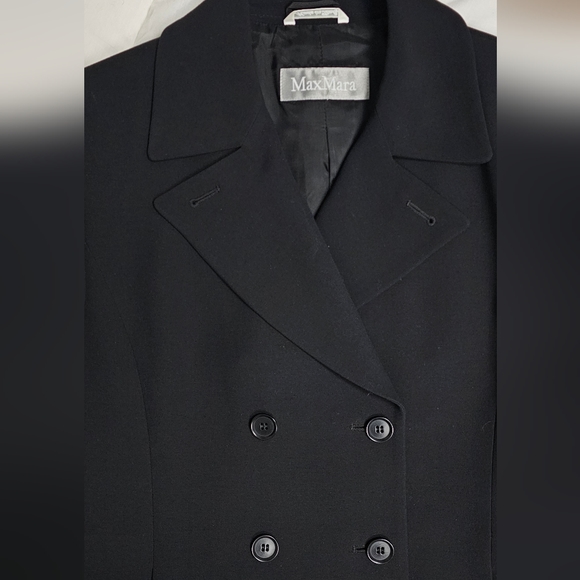 Max Mara Double Breasted  Black Blazer Jacket Wool Blend Size 12 Made In Italy - Picture 7 of 13